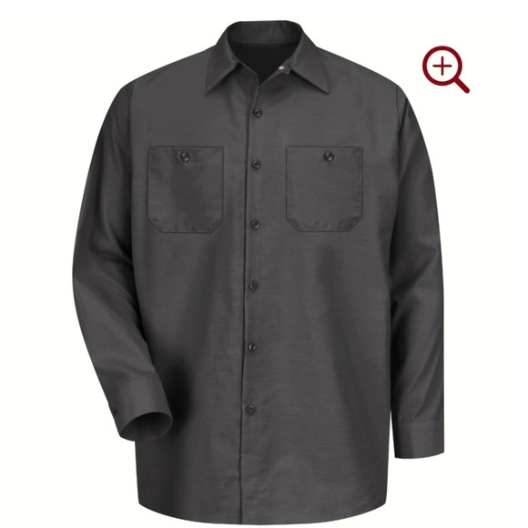 Red Kap Workwear Long Sleeve Industrial Button Down Work Shirt Dark Gray XL Tall - Picture 1 of 10